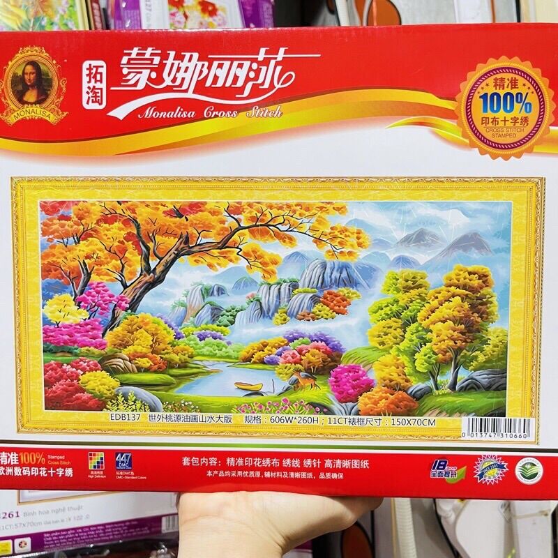Tranh thêu kín phong cảnh edb137 150*70cm chưa thêu