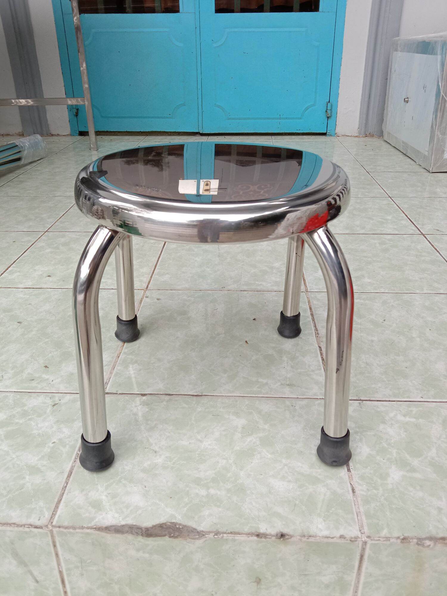 Ghế inox ngồi thấp mặt tròn  cao 30cm inox 201 và inox 304 dày 1li