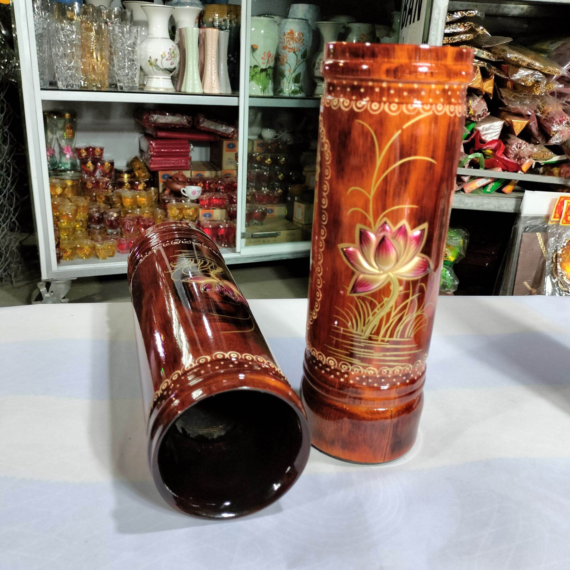 Ống đựng nhang bằng gỗ hoạ tiết nhiều size