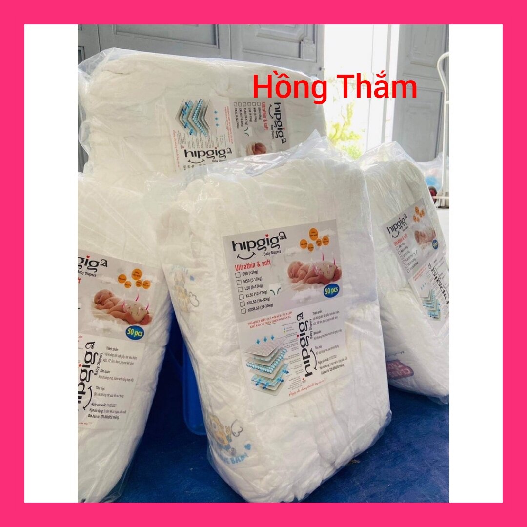 50 Miếng bỉm/ tã quần Hipgig A thấm hút nhanh mặt 3d mềm