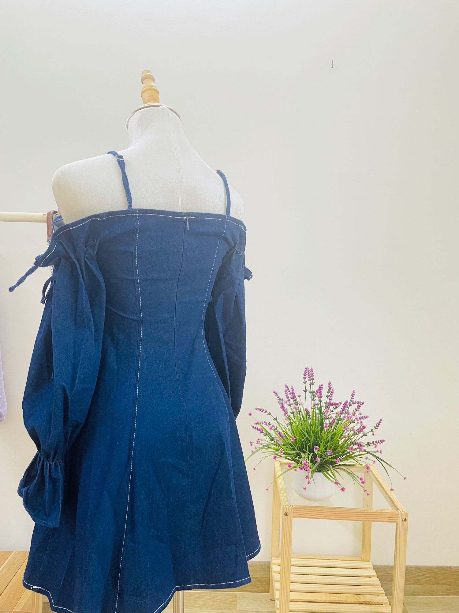 Đầm Jean 2 dây rớt vai cao cấp Vero Moda