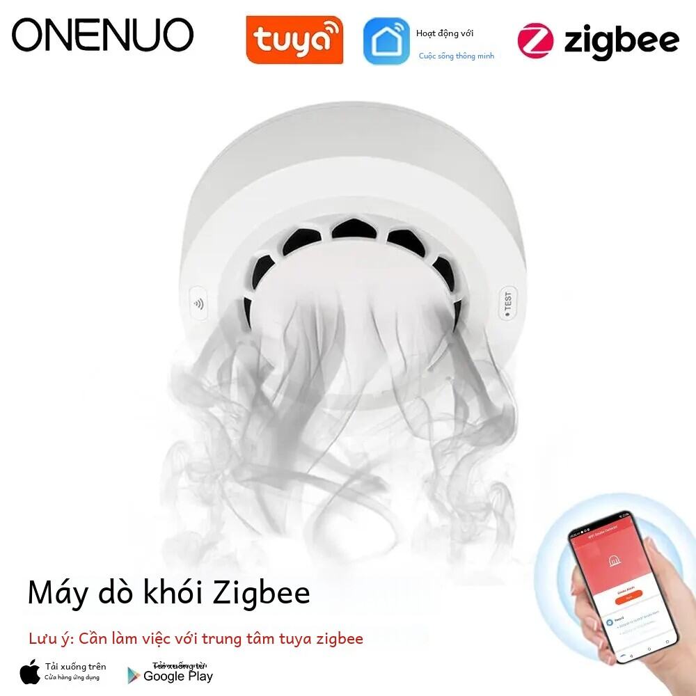 Onenuo Tuya Zigbee Cảm Biến Khói Báo Cháy Báo Động An Ninh Gia Đình Báo Động Phải Làm Việc Với Tuya Zigbee Hub