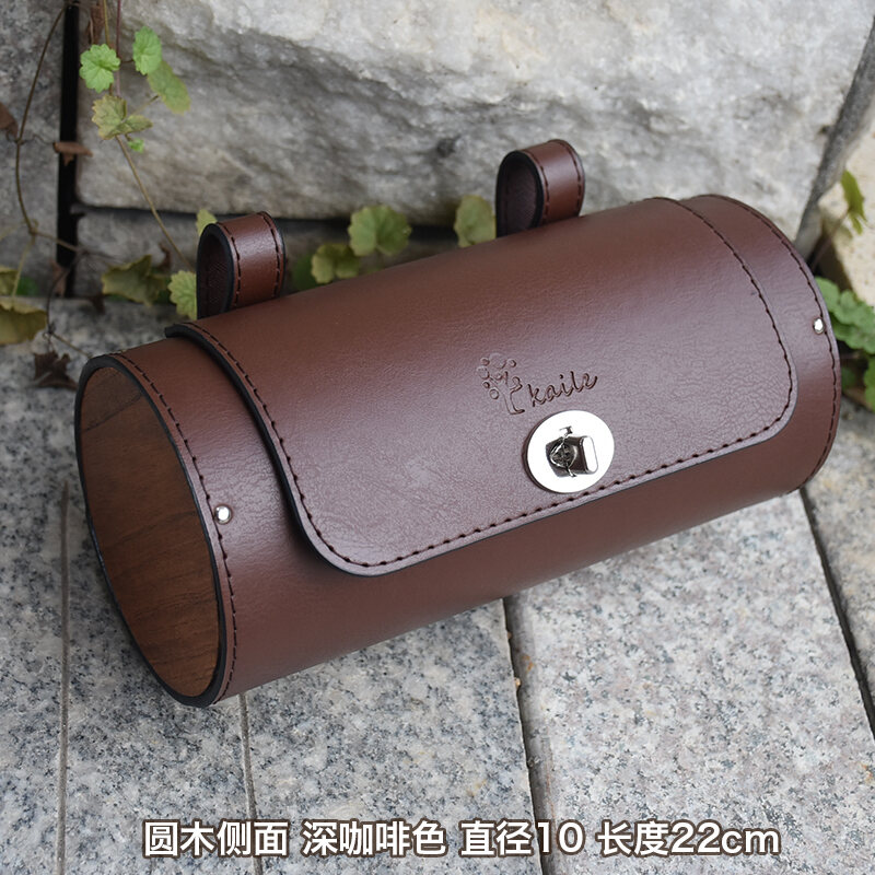 Túi Đeo Yên Xe Đạp Cổ Điển Bằng Da Và Gỗ Túi Đeo Yên Xe Điện Túi Đeo Tay Lái Xe Đạp Túi Tròn Bằng Gỗ