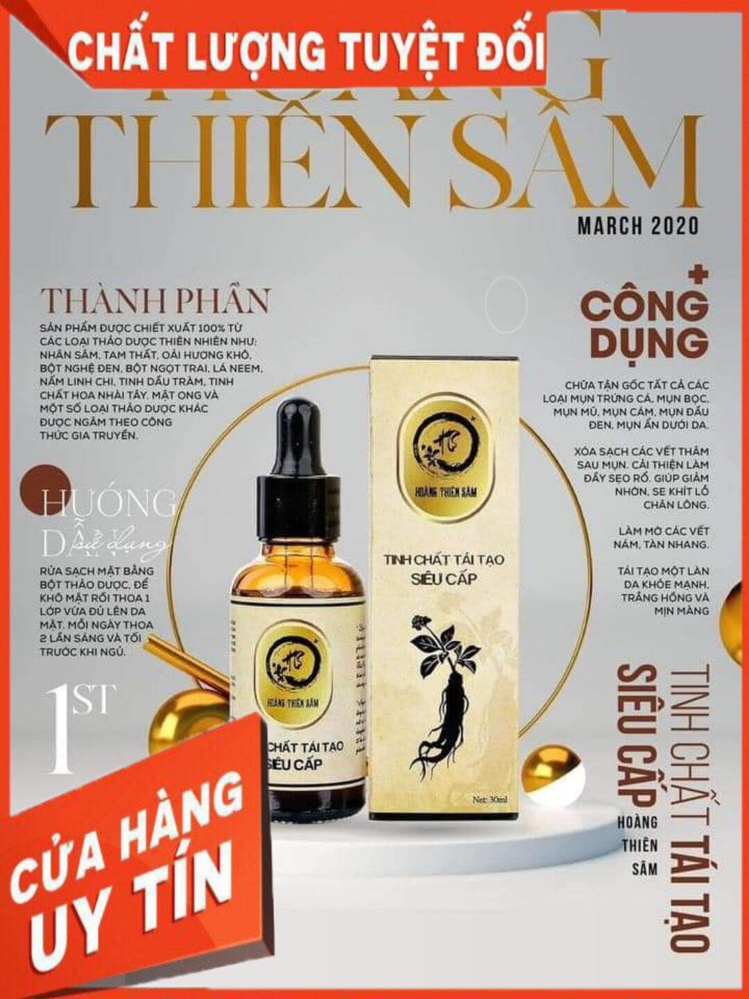 Tinh Chất Hoàng Thiên Sâm 30ml - Giảm Mụn Nám Sẹo RỖ Hiệu Quả