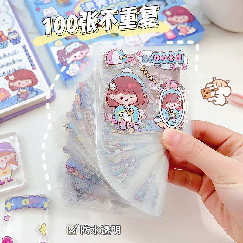 Hộp 100 tấm sticker nhãn dán trang trí MOMO
