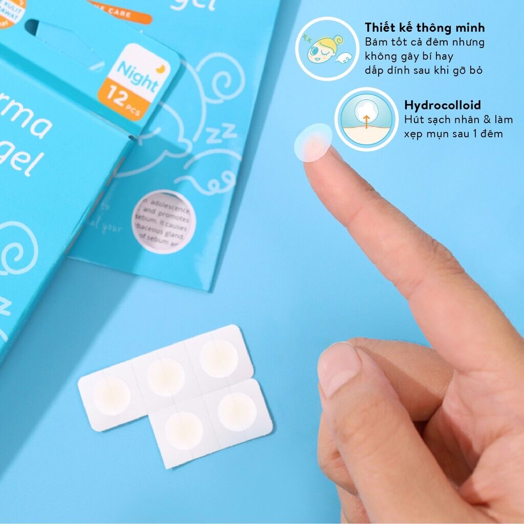 Miếng dán mụn dùng cho ban đêm (12 miếng) DERMA ANGEL