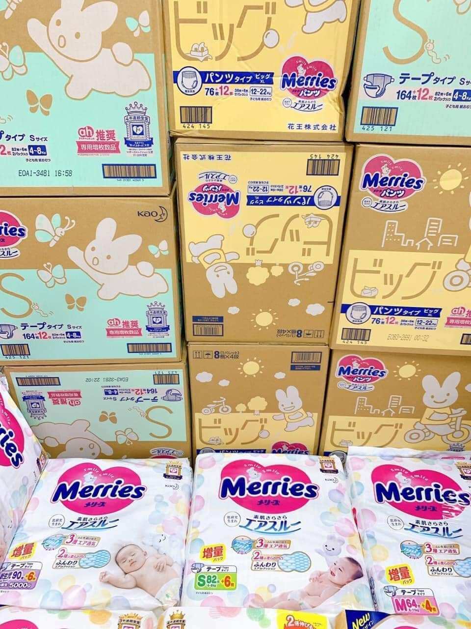 bỉm merries nội địa nhật cộng miếng