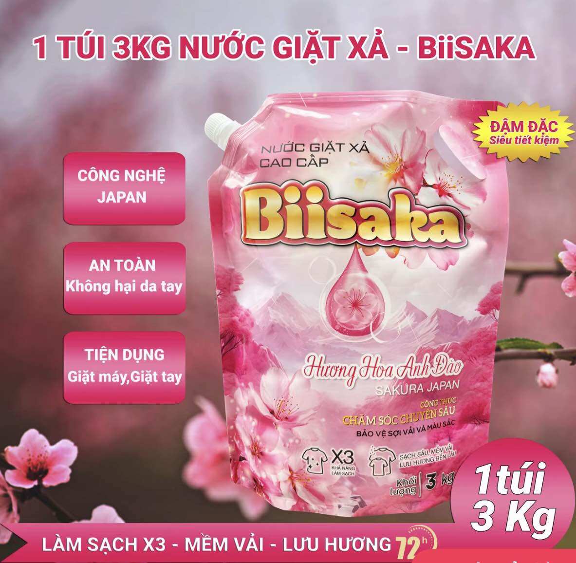 3kg Biisaka Cherry Flower 2in1 Detergent