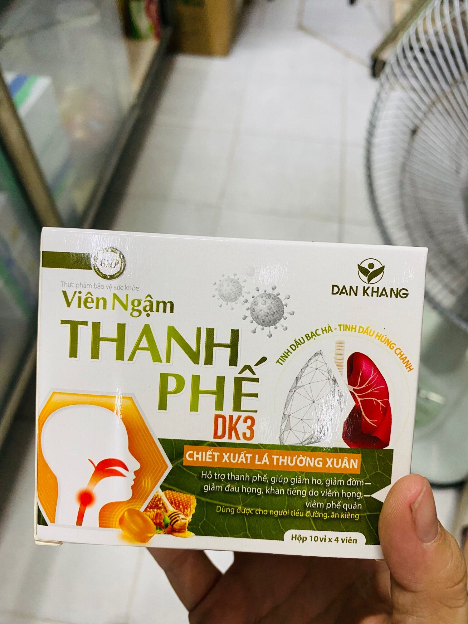 Viên ngậm thanh phế DK3 - Giảm ho đau họng, loãng đàm, viêm phế quản Hộp