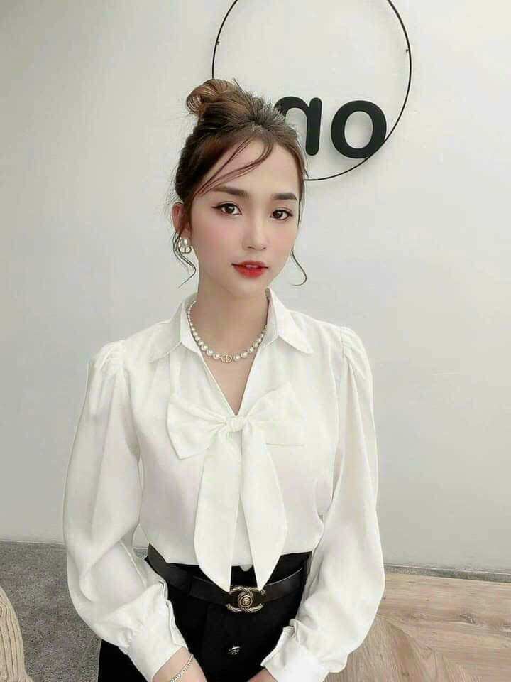 Áo công sở cổ nơ full size 757