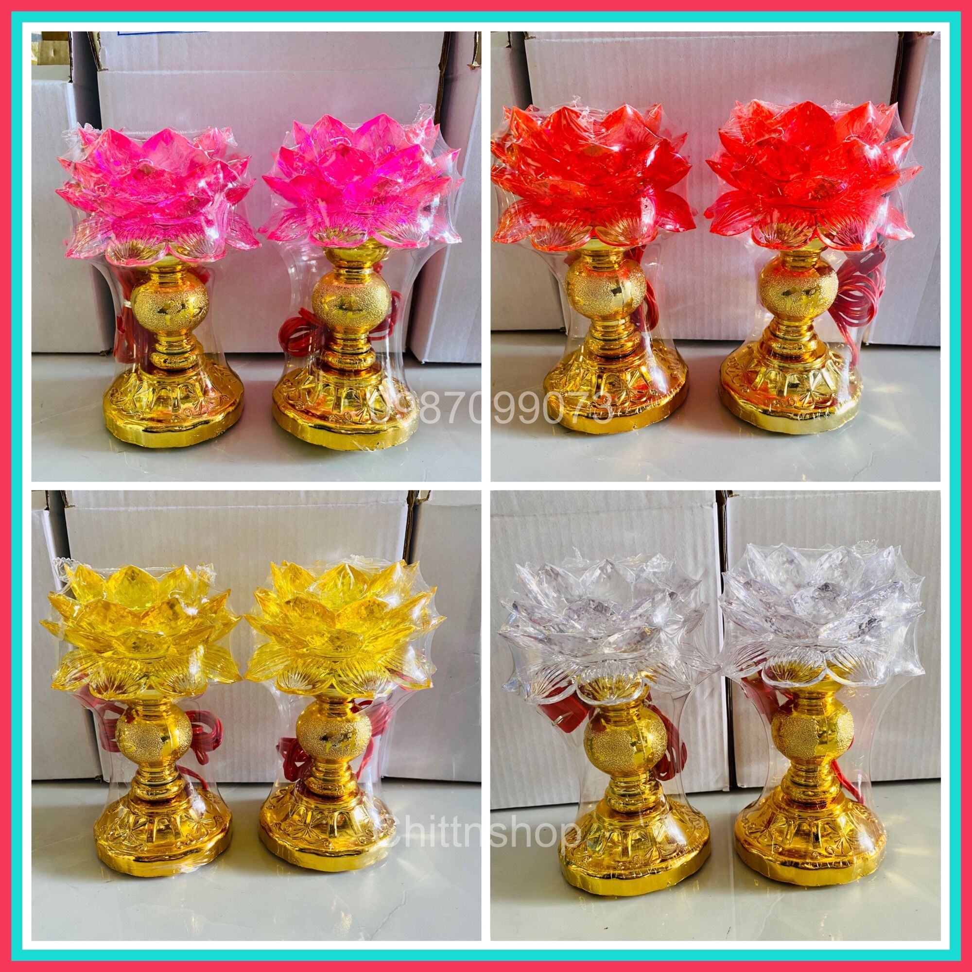 ĐÈN THỜ HOA SEN LED XI (GIÁ MỘT CẶP)