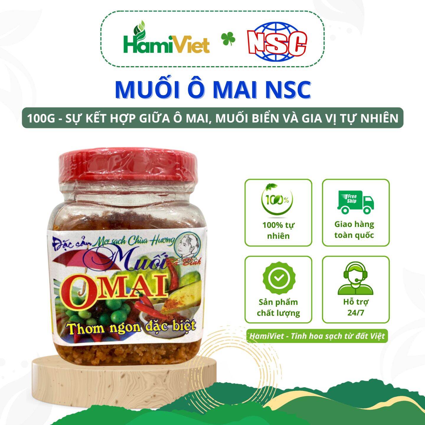 Muối ô mai 100g NSC đặc sản mơ sạch Chùa Hương dùng để chấm hoa quả tươi siêu ngon