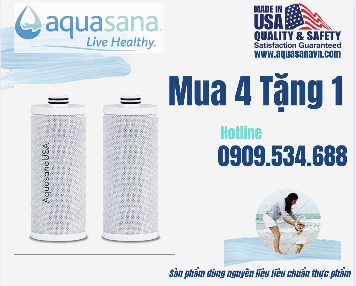 [Freeship + Quà] HMTS Group Lõi lọc máy lọc nước để bàn (2 cái) - Aquasana USA - Made in USA