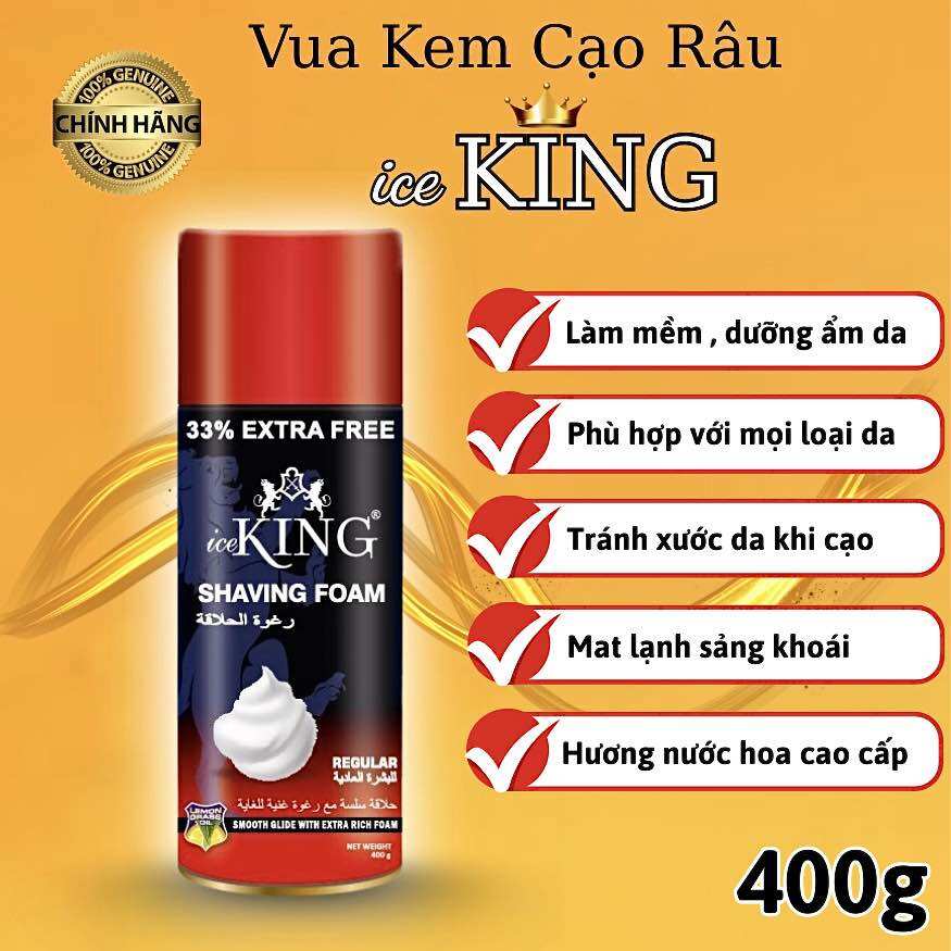 BỌT CẠO RÂU ICE KING VETONI HƯƠNG CHANH XẢ CHO DA THƯỜNG 400GR TẶNG THÊM 33%