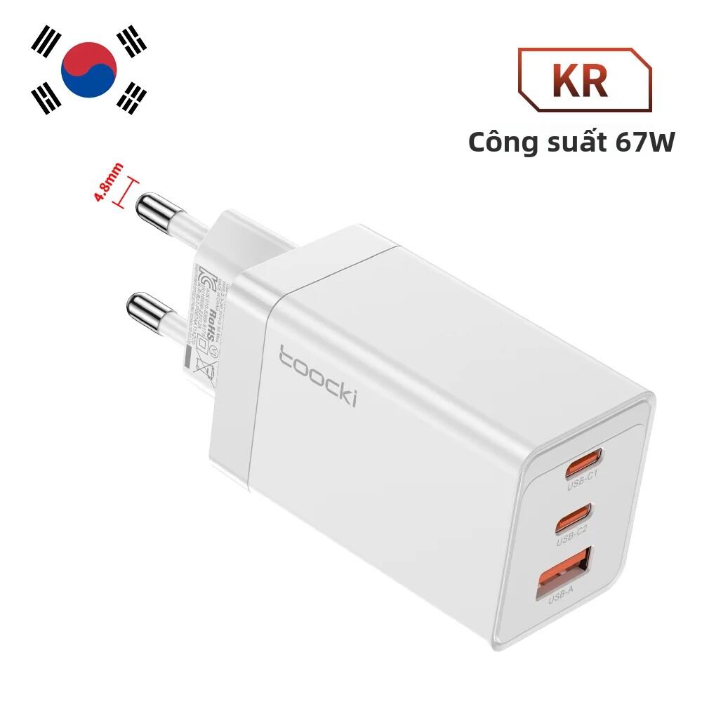 Toocki 67W GaN USB C Sạc Nhanh Nhiều Màu Loại C Cho Macbook iPhone 15 14 13 12 Pro Max Samsung Xiaom