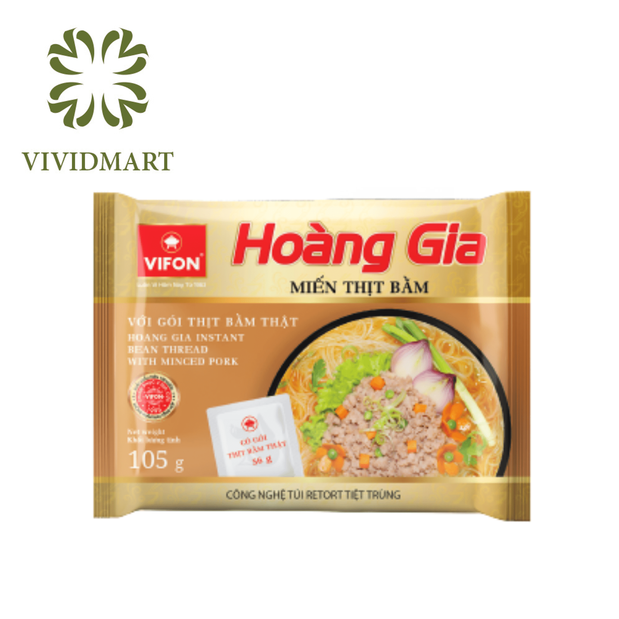 [1 PACKAGE] - VIFON - HOANG GIA INSTANT BEAN THREAD WITH CRAB & INSTANT BEAN THREAD WITH MINCED PORK (105G/PACKAGE)