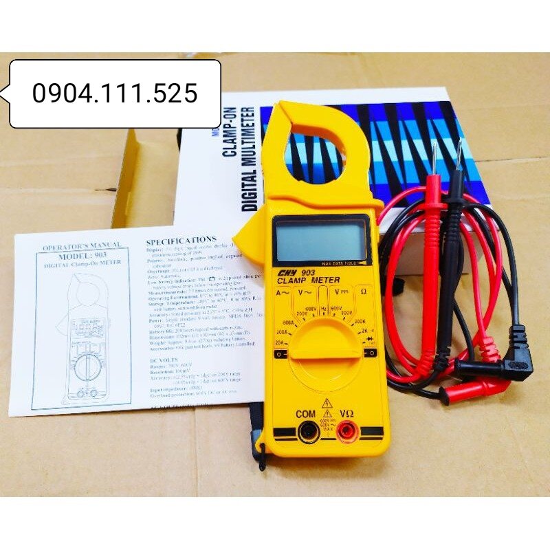 Ampe kìm đo dòng AC CHY-903 (600A), đo điện áp, điện trở, điốt, thông mạch, tần số