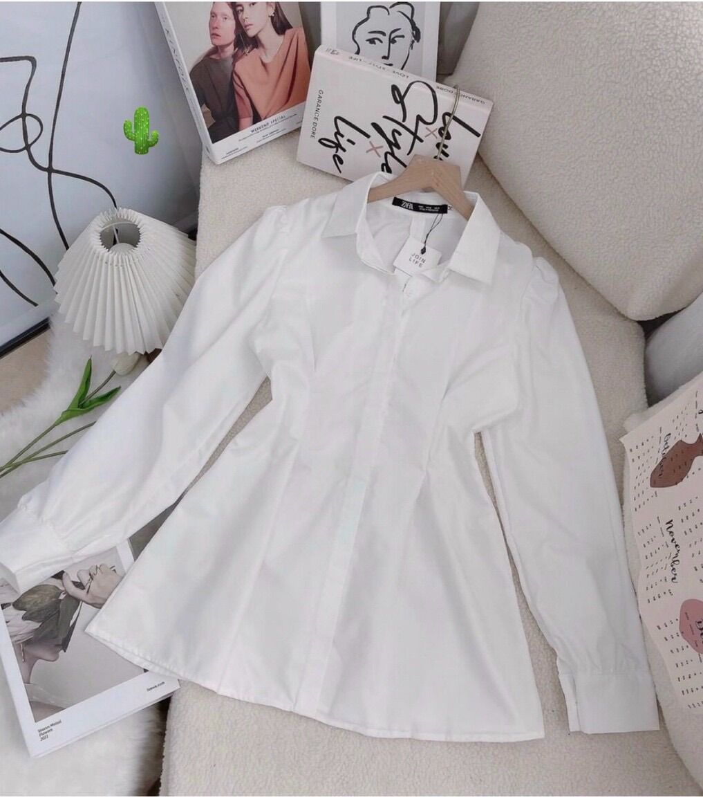 Áo kiểu sơ mi peplum bo eo pc