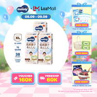 [0H 15.9 - 17.9 QUÀ TẶNG SLCH] [Gói Jumbo - Mới] Combo 3 tã quần Moony dịu nhẹ XL38 miếng - Nhập khẩu từ Nhật Bản