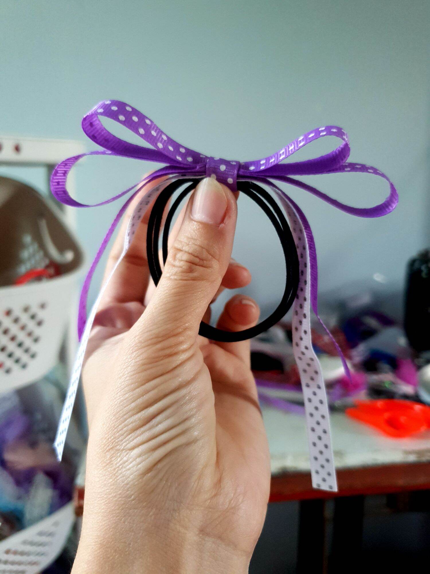 Dây cột tóc handmade nơ dài.
