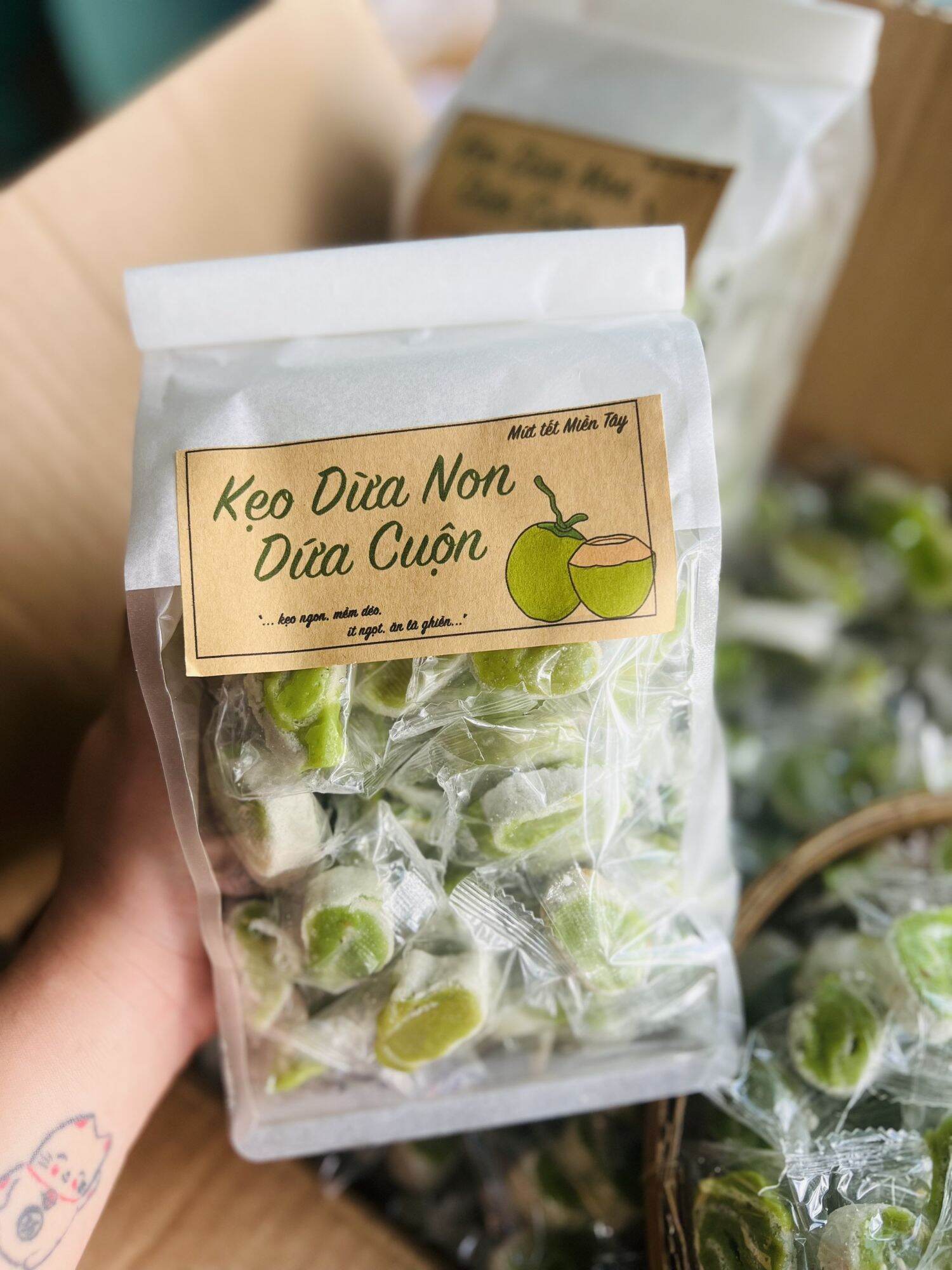Kẹo dừa non lá dứa cuộn mini 500g