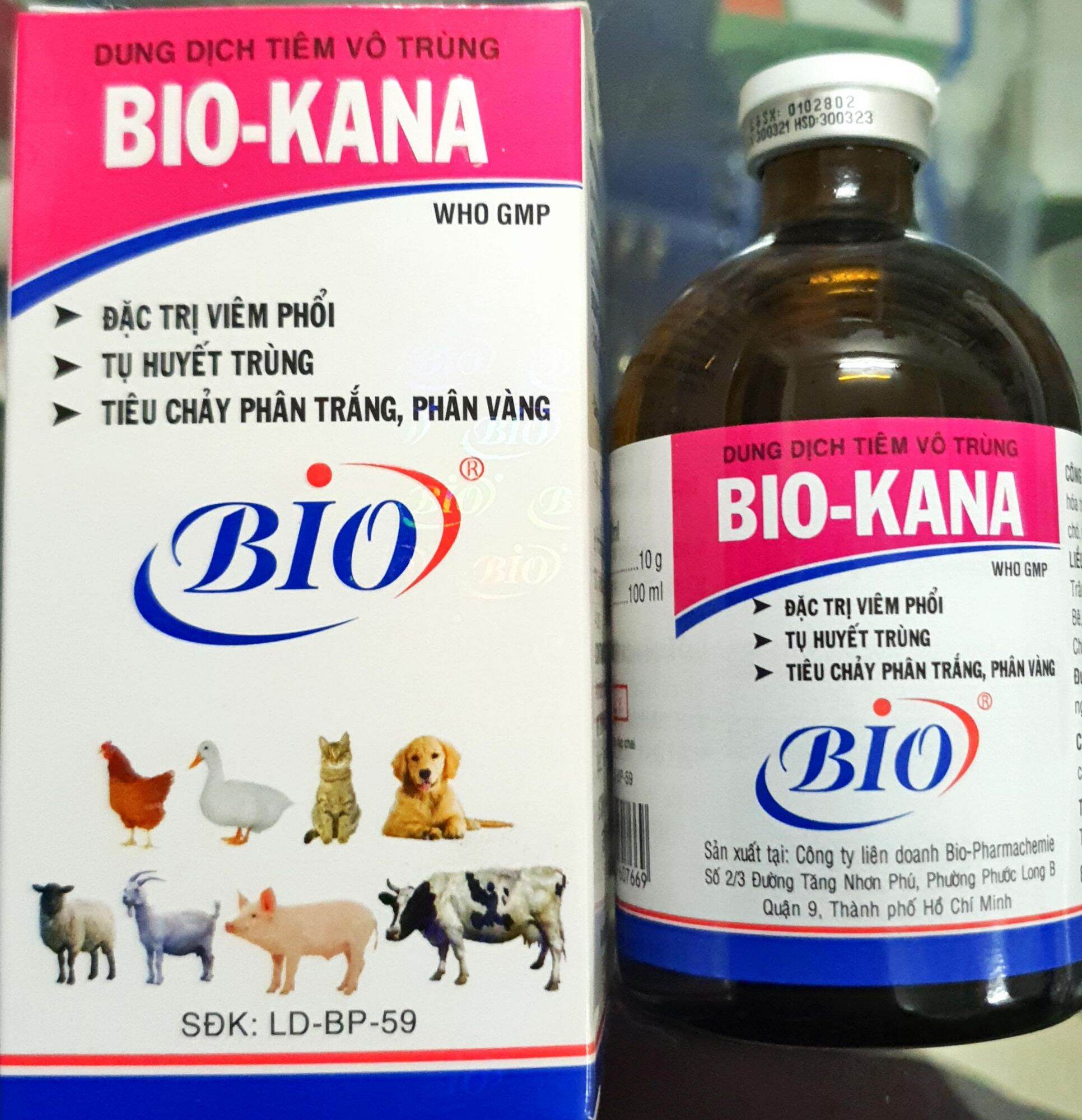 Bio KANA (Kanamycine 100ml) - Đặc tr.i viêm phổi, tụ huyết trùng, tiêu chảy phân trắng, phân nhớt vàng cho gà đá, chó mèo