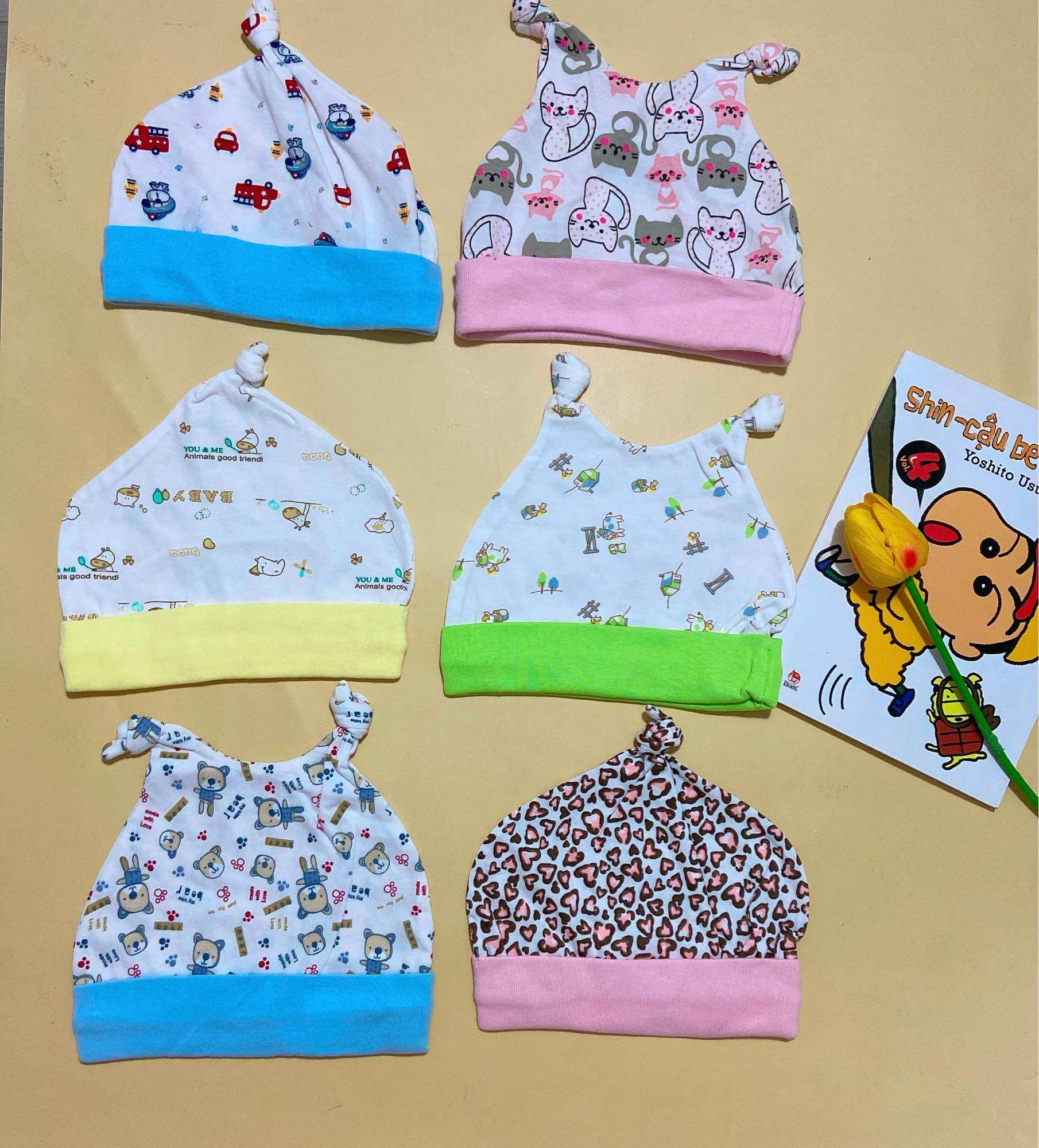 Mũ cotton bé trai/ gái sơ sinh
