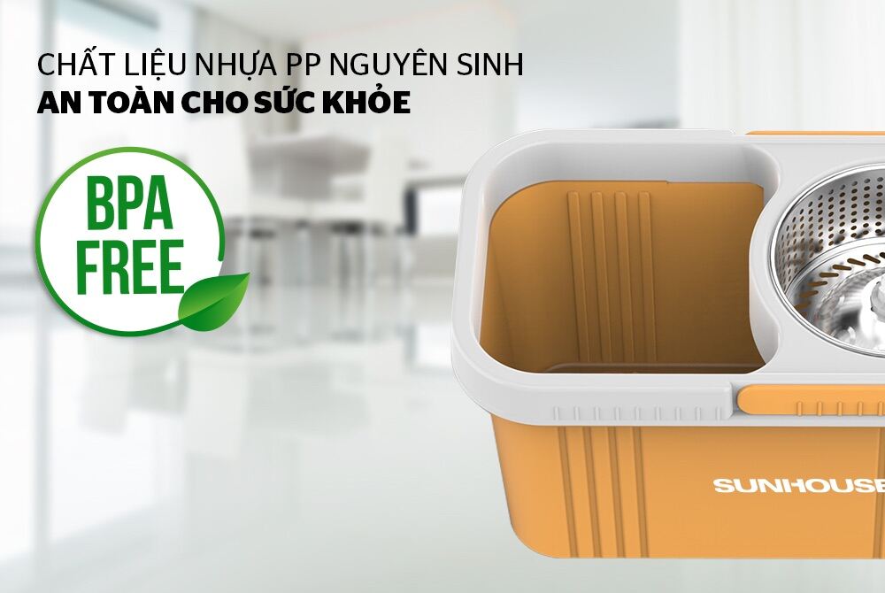 Bộ lau nhà xoay 360 độ Sunhouse KS-CL350PO - Bảo hành  6 tháng