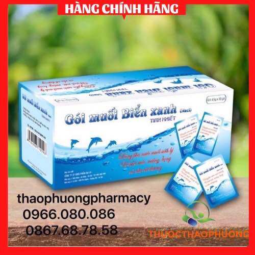 Gói muối biển xanh đa năng dùng rửa mũi rửa mặt súc miệng rửa vết thương làm sạch rau củ quả mỗi gói muối tinh khiết 4.5g pha 500ml nước