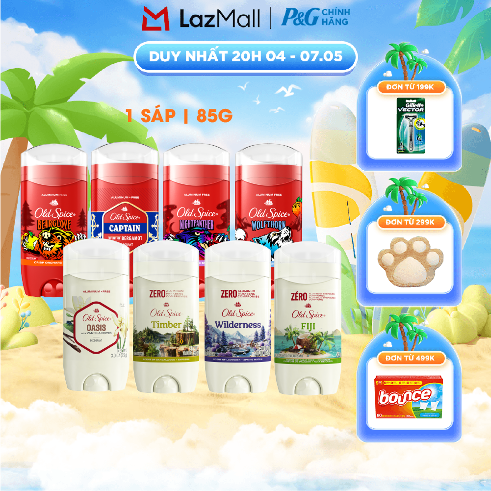 Sáp OLD SPICE Nhập Khẩu Mỹ Khử Mùi Hương NightPanther/ Wilderness w/Lav/ Oasis with Vanilla/ Bearglove/ SpiceCaptain/ Timber/ Wolfthorn Chai 85G