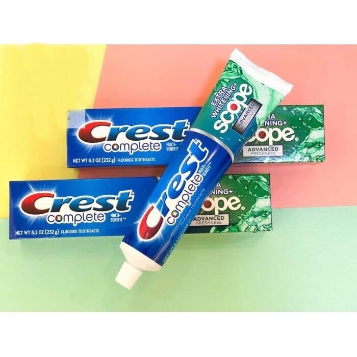 Kem Đánh Răng Crest complete Extra Whitening Scope Advanced Freshness 232g Của Mỹ