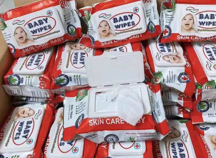 (Khăn ướt baby wipes)set 5 gói , không mùi, 1 gói 80gr