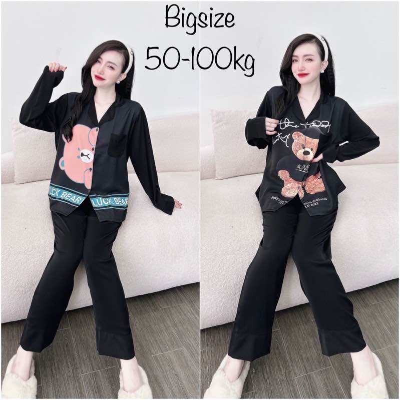 (50-110kg) Đồ Bộ Lụa Mango In 5D Tay Dài Quần Dài