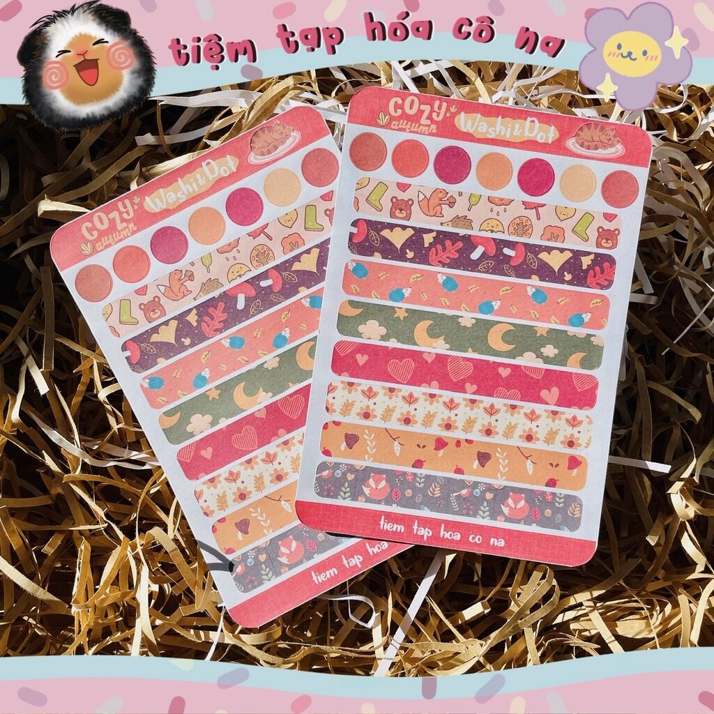Sticker / Hình dán Cozy Washi strips & dots - tiemtaphoacona