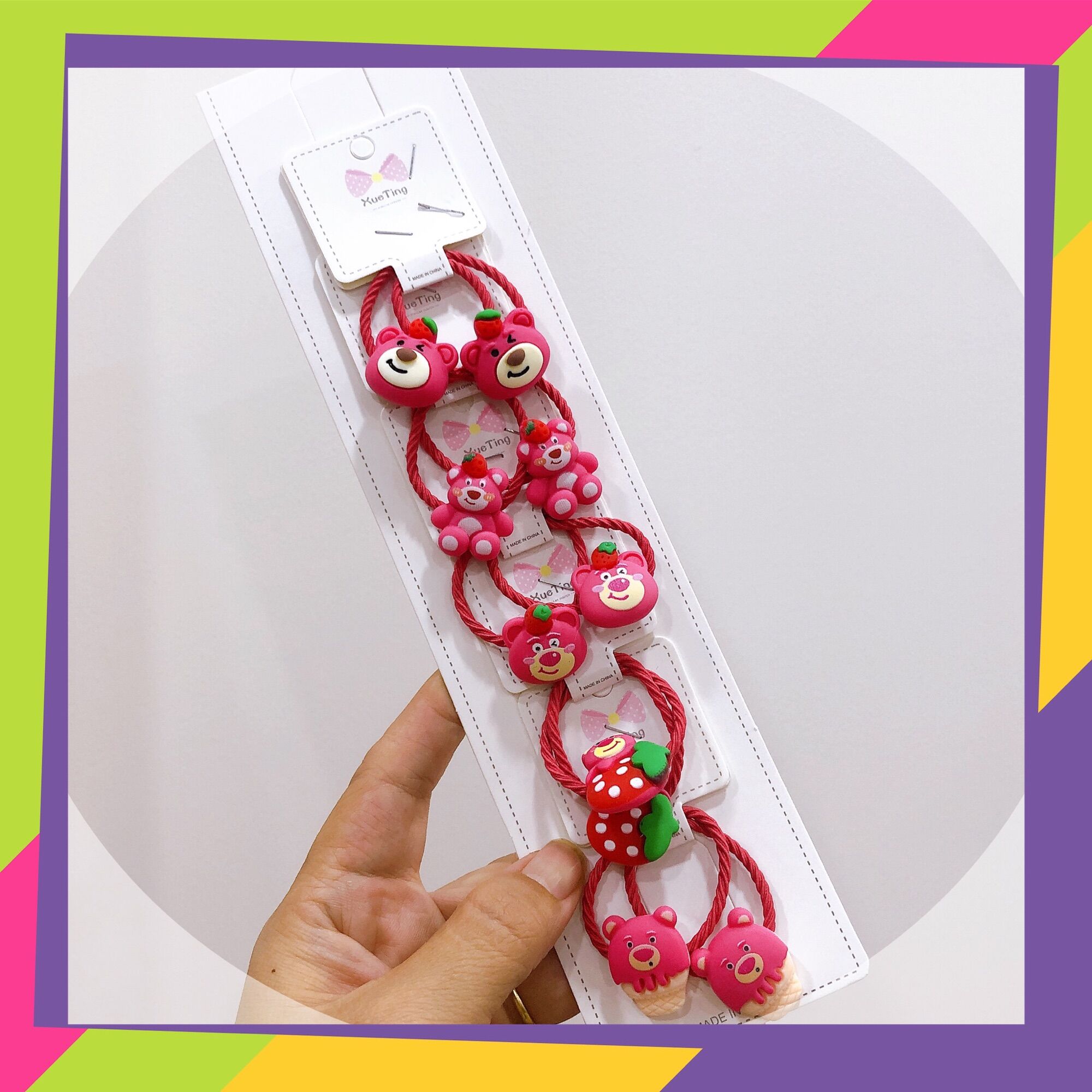 SET 5 CẶP DÂY CỘT TÓC GẤU DÂU LOTSO