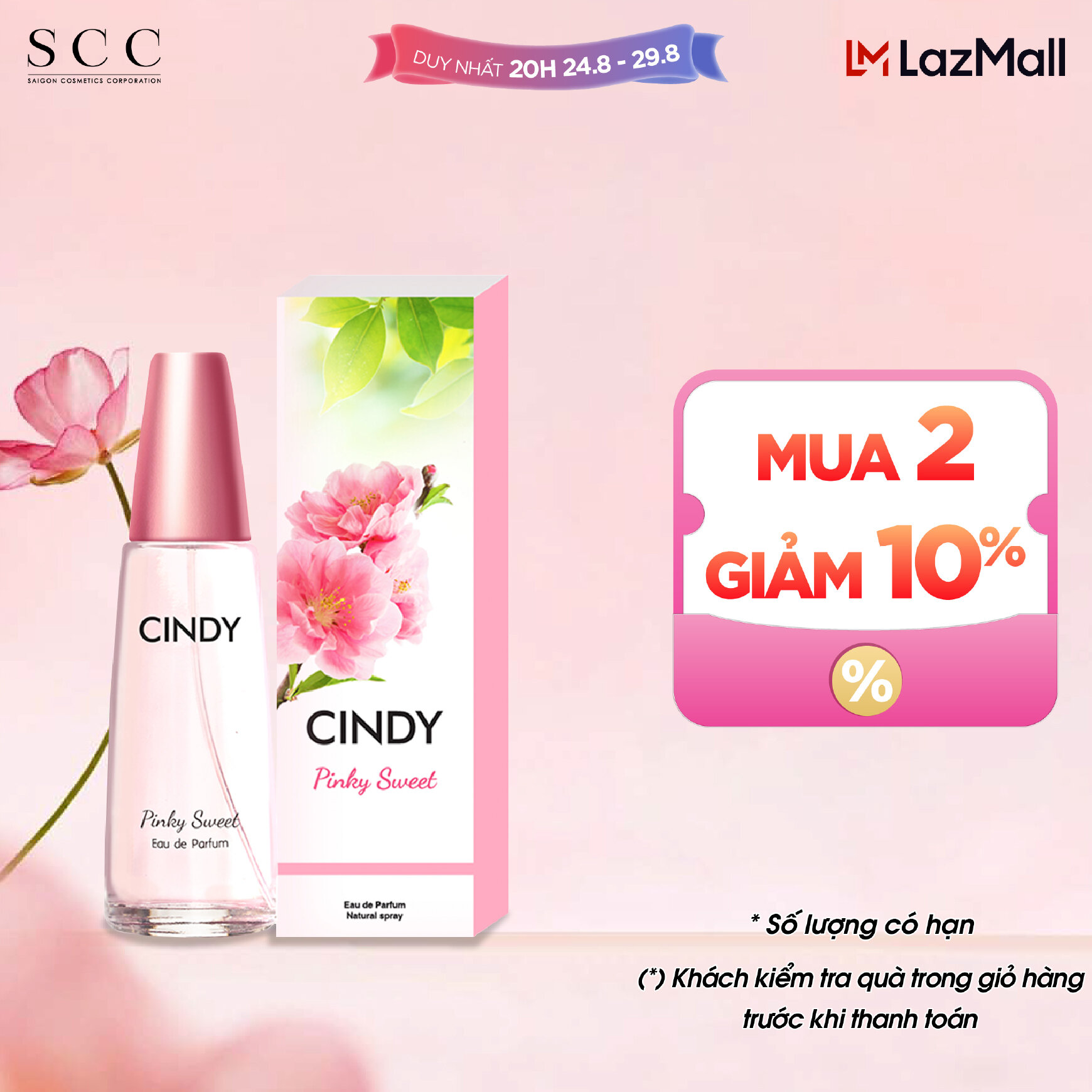 Nước hoa nữ Cindy Pinky Sweet mùi hương ngọt ngào trẻ trung 50ml