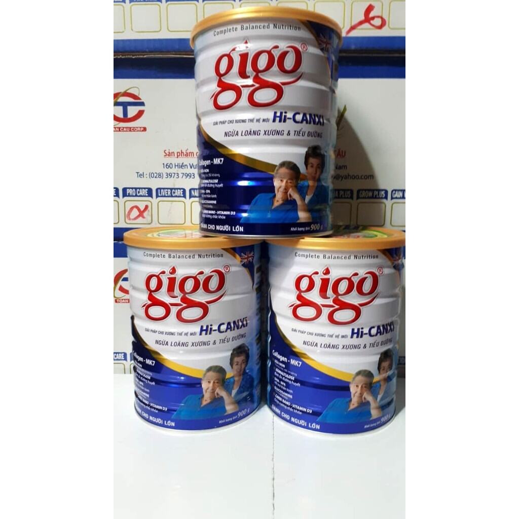 3 lon sữa bột gigo hi-canxi 900g cho người già ngăn ngừa loãng xương
