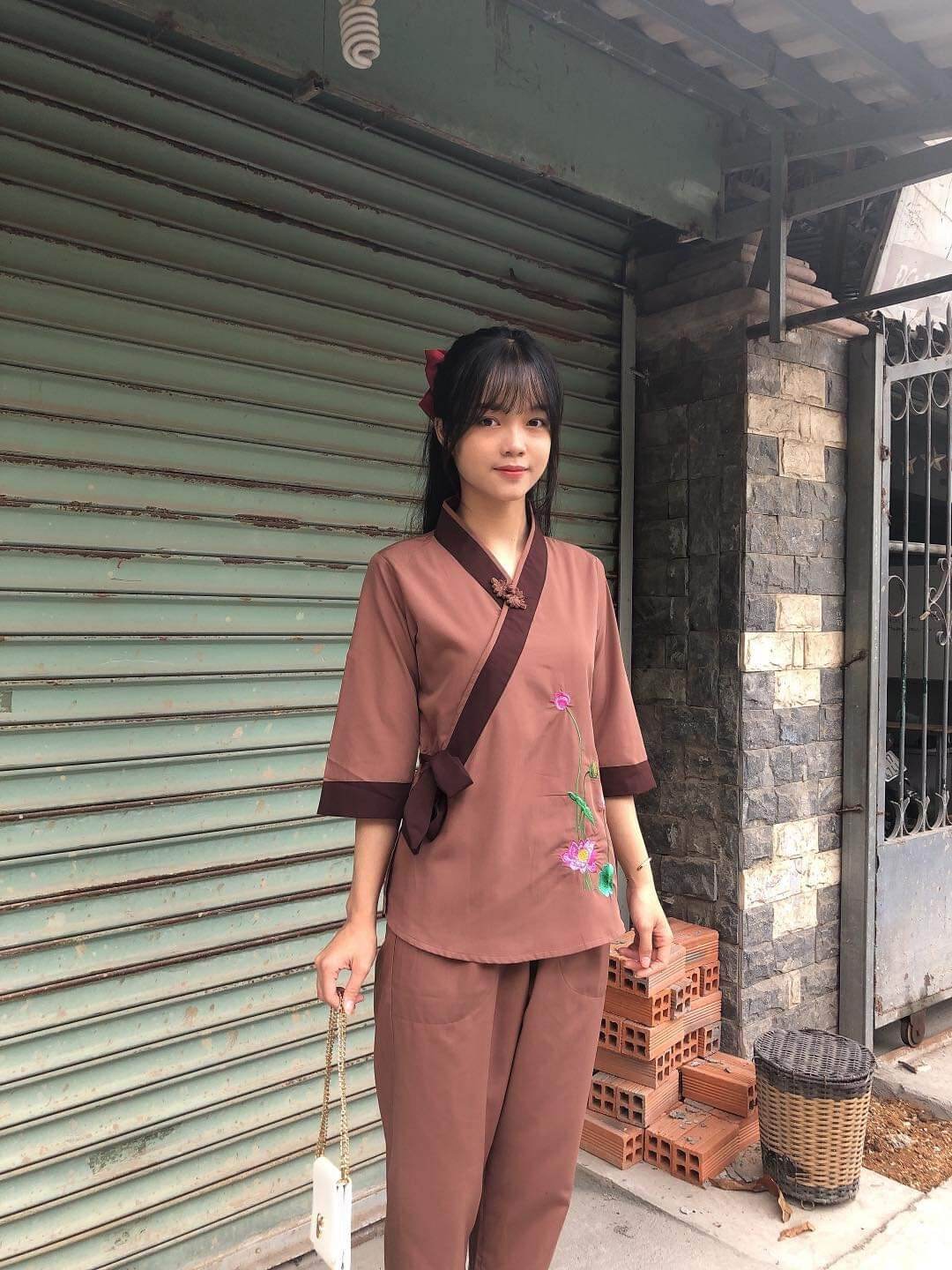 đồ lam nữ phật tử#đồ bộ nữ#phối sen