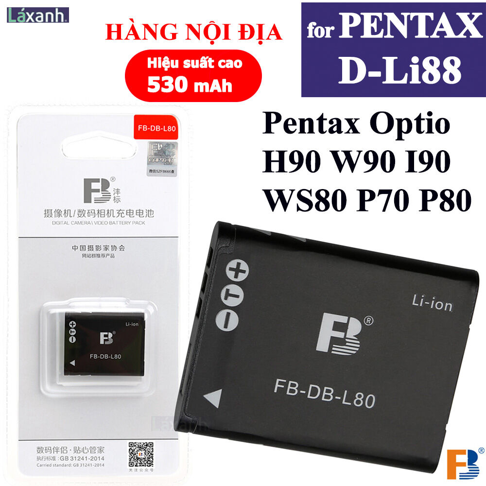 Pentax d-li88 d-l188 | pin máy ảnh fb pentax optio h90 optio i90 optio p70 optio p80 optio w90 optio ws80 pentax dli88 dl188