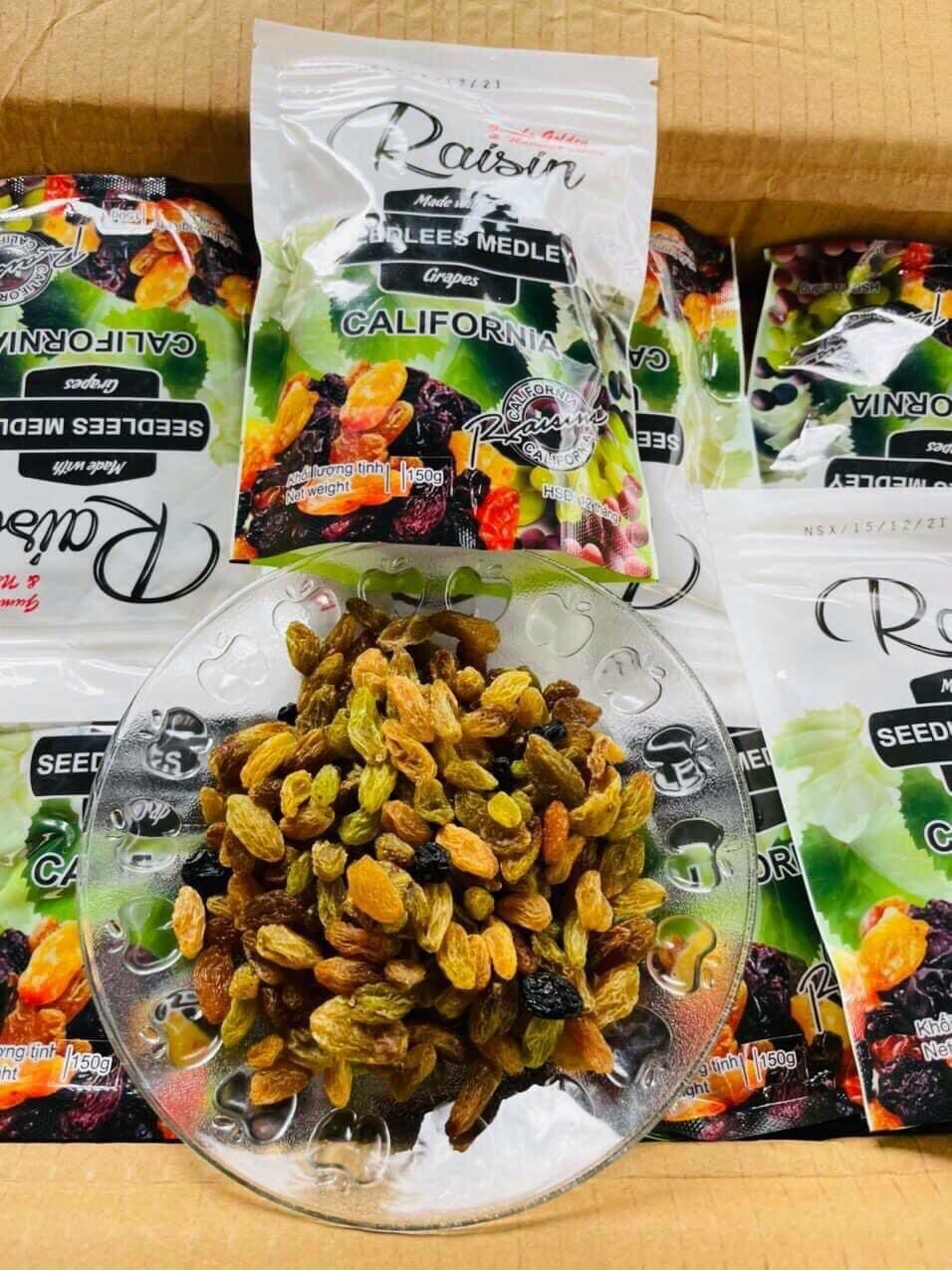Combo 5 gói nho khô mỹ - nho khô không hạt raisin california 150g