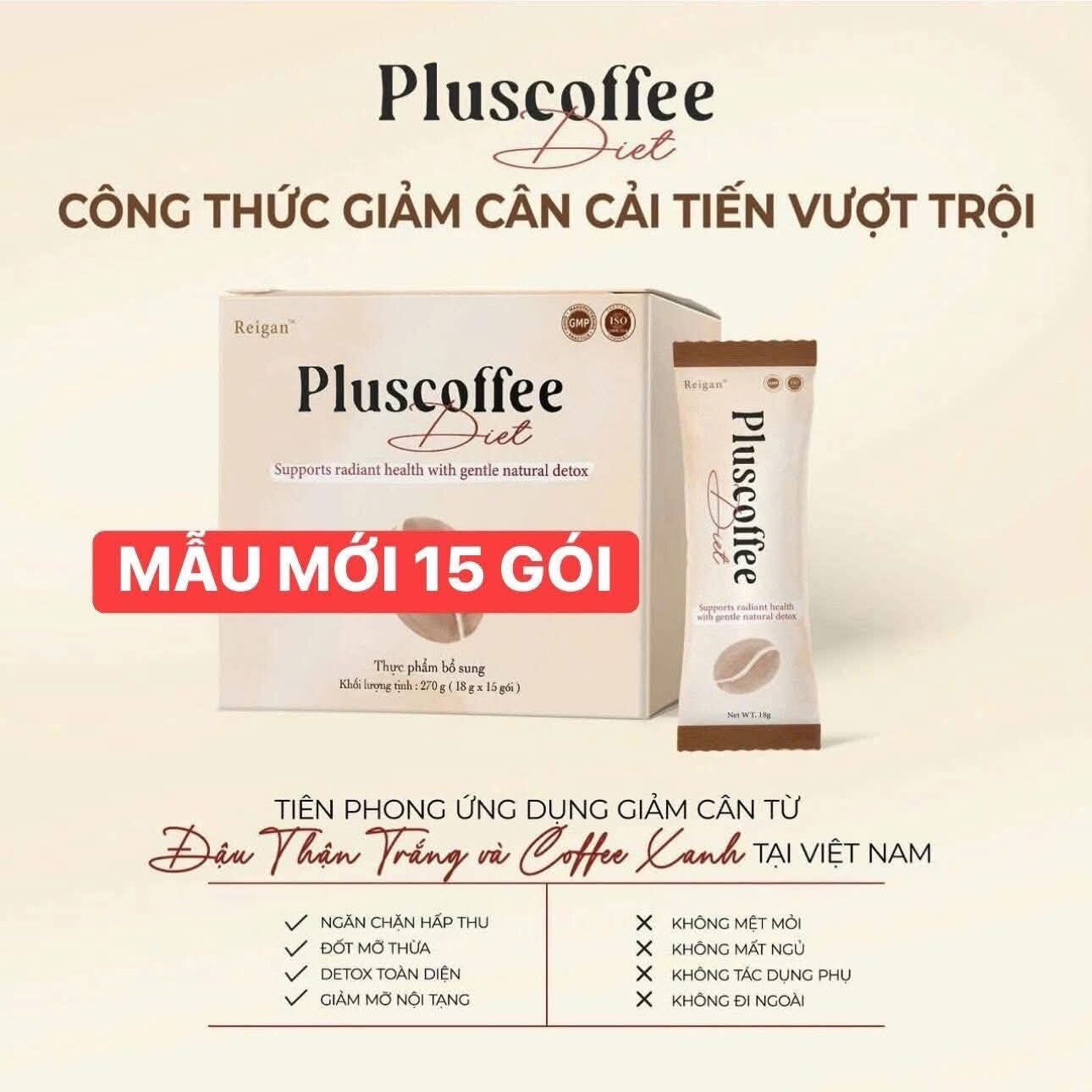 Cà Phê Hòa Tan Pluscoffee  (15 gói-)  cải tiến vượt trội