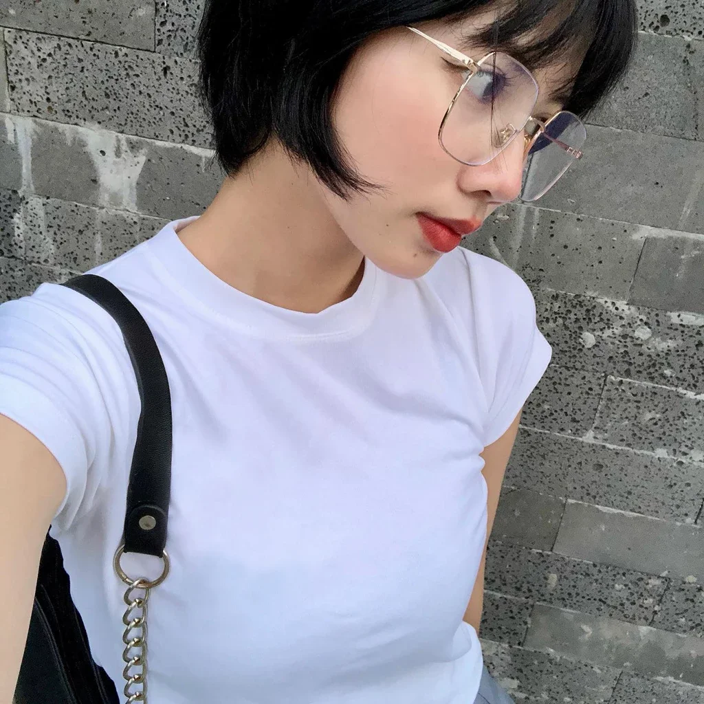 [HCM]Áo croptop cổ tròn tay ngắn