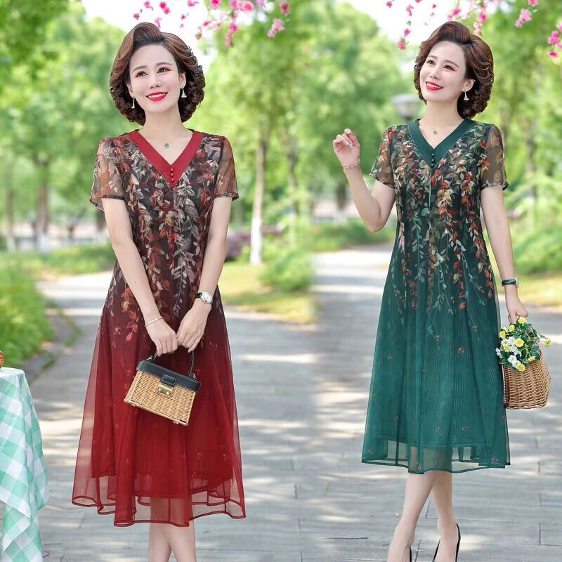 Đầm suông trung niên ,đầm dự tiệc trung niên mới DDU8