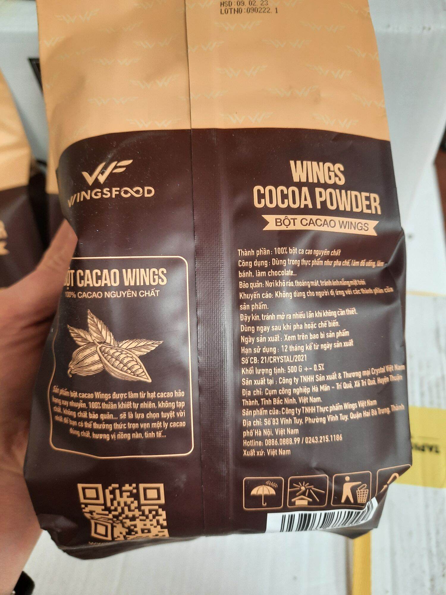 Bột Cacao Wings gói 500g