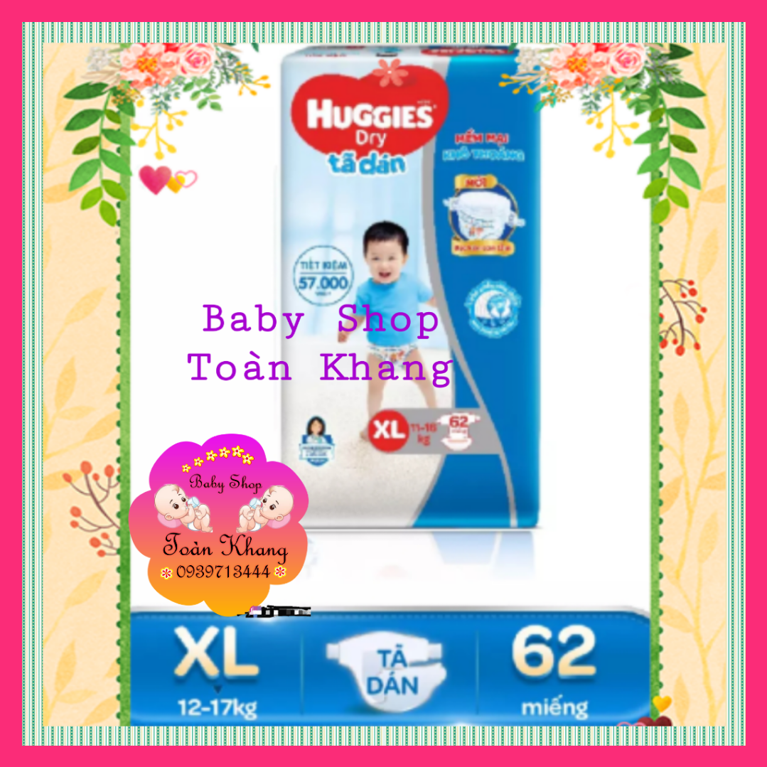 Tã dán huggies bọc kén con tằm size xl62 miếng|tkshop baby|