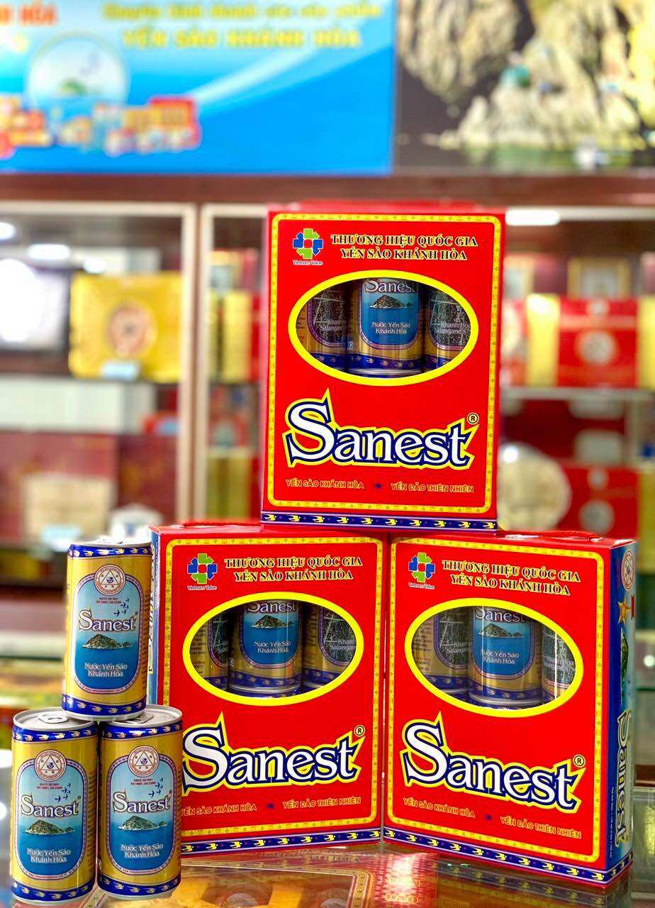 Nước yến sào khánh hòa sanest lon 190ml, hộp 6 lon có đường