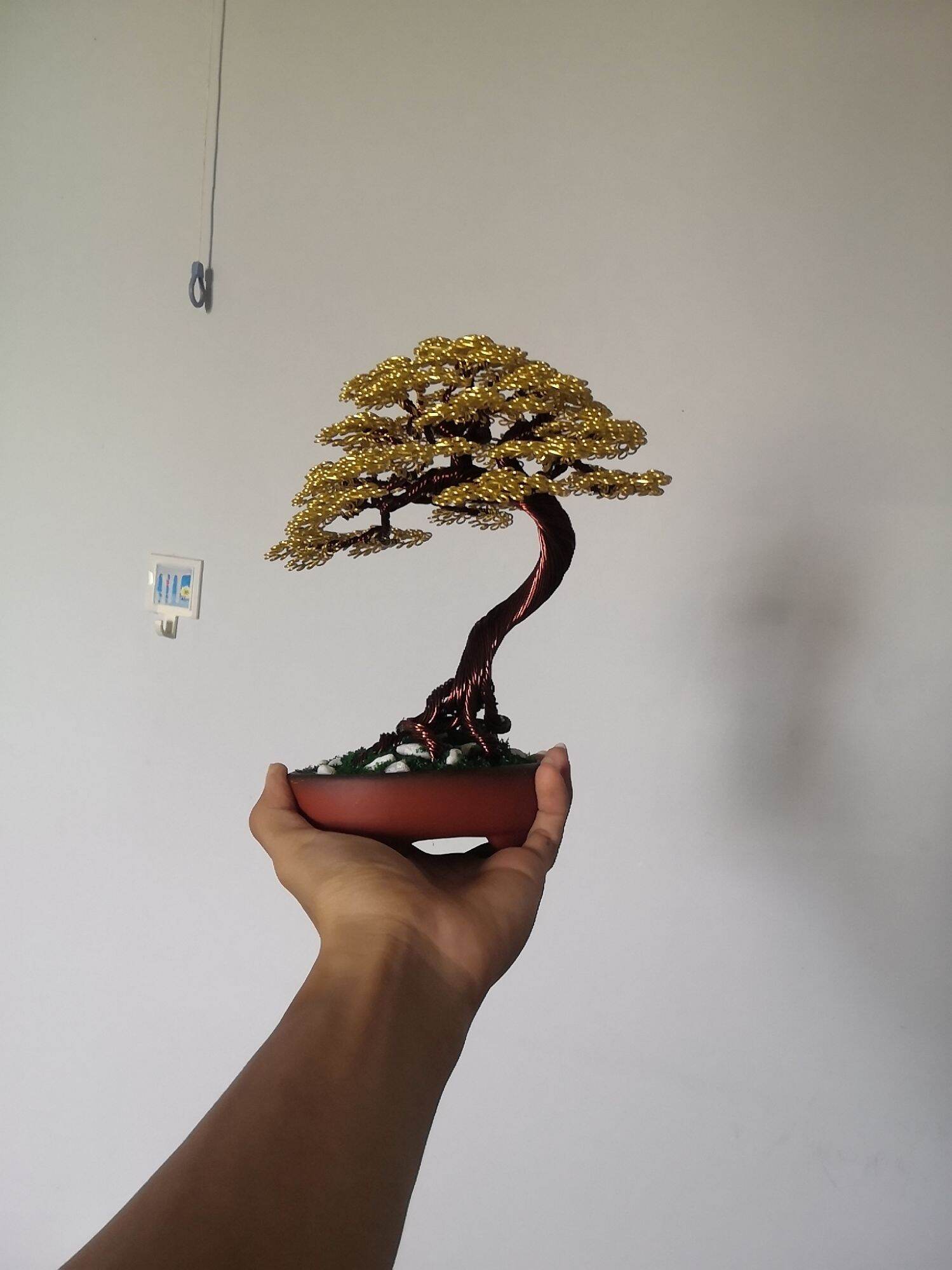 Bonsai handmade mini tinh xảo - Cây dây nhôm mini - Trang trí bàn làm việc bàn học tủ kệ