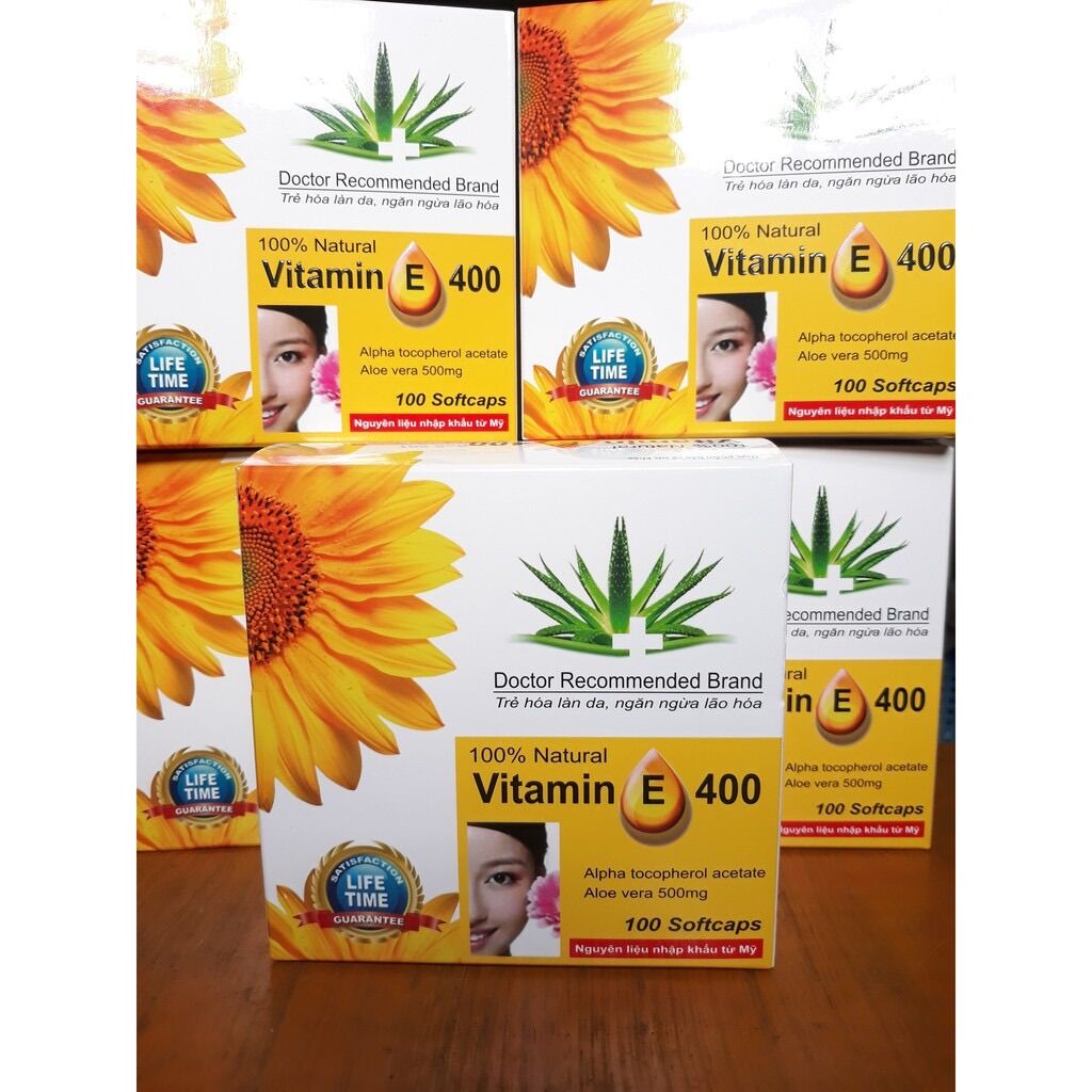 Vitamin e 400 kèm tinh chất nha đam- giúp sáng và đẹp da. hộp 10 vỉ * 10 viên