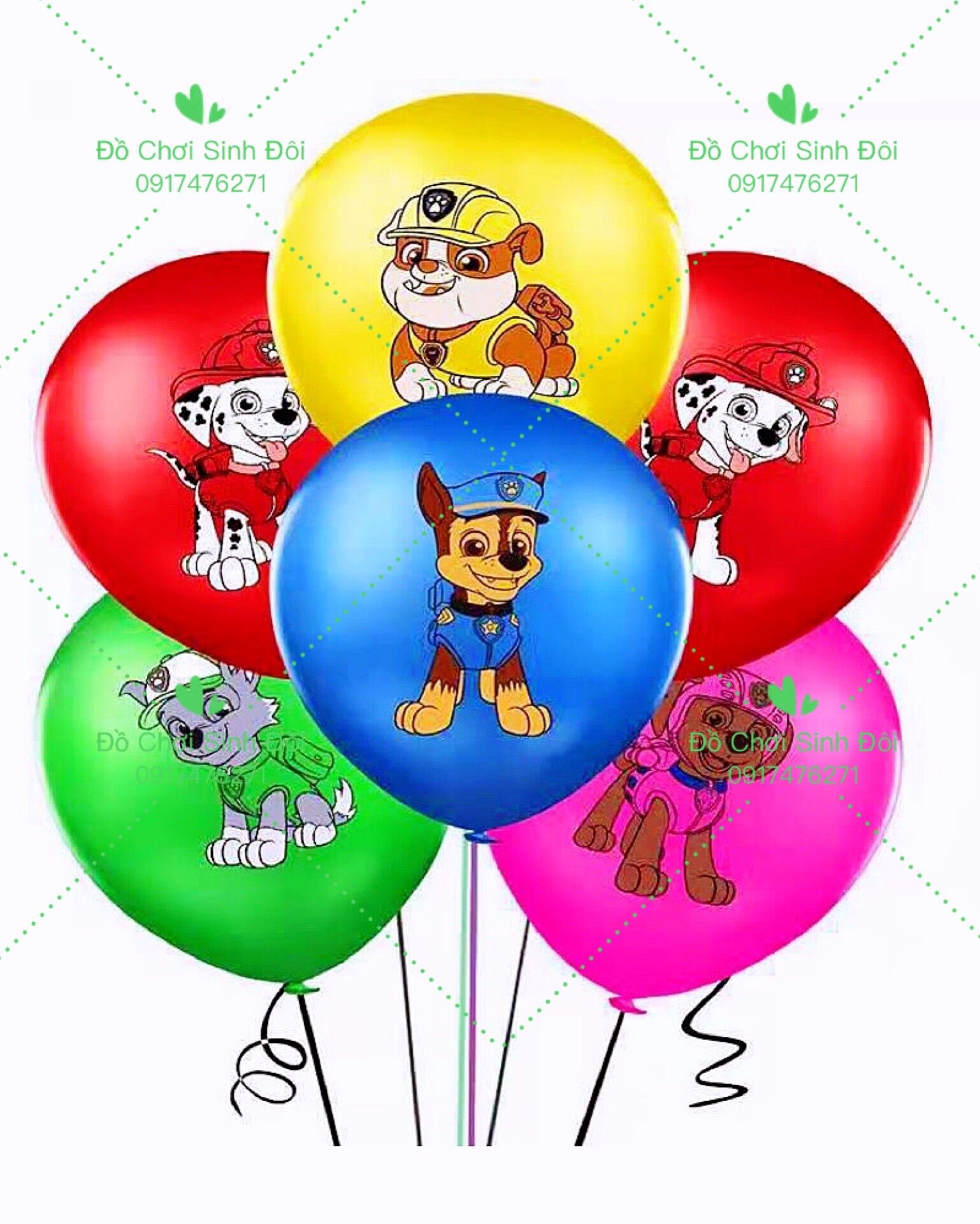 Bong bóng hình đội chó cứu hộ - combo 10 cái