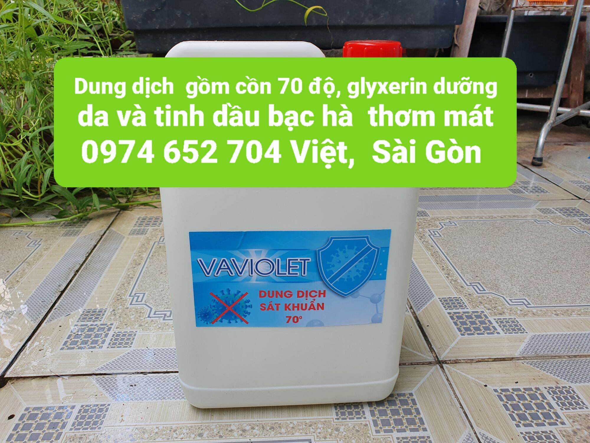 5 lít dung dịch sát khuẩn dưỡng da hương bạc hà và etanol 70 độ, tặng bình xịt phun sương